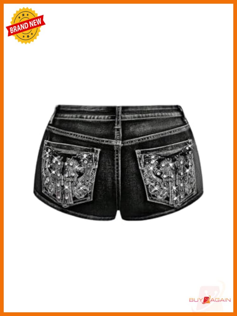 Y2K Sparkly Denim Shorts with Rhinestones - Music Festival Rave Outfit